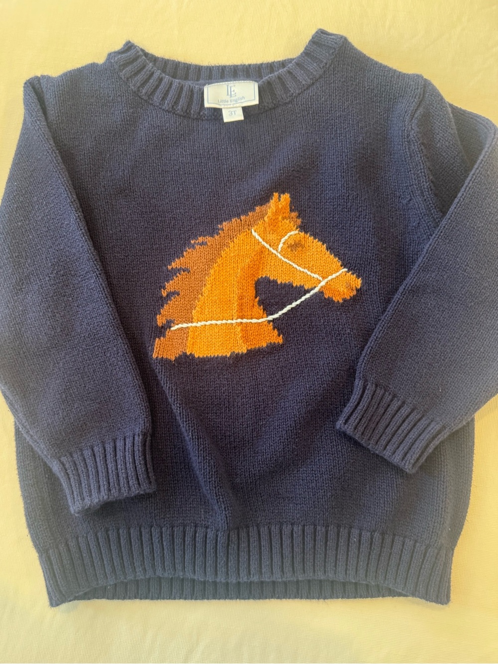 Little English Boys’ Crewneck Navy Horse Sweater